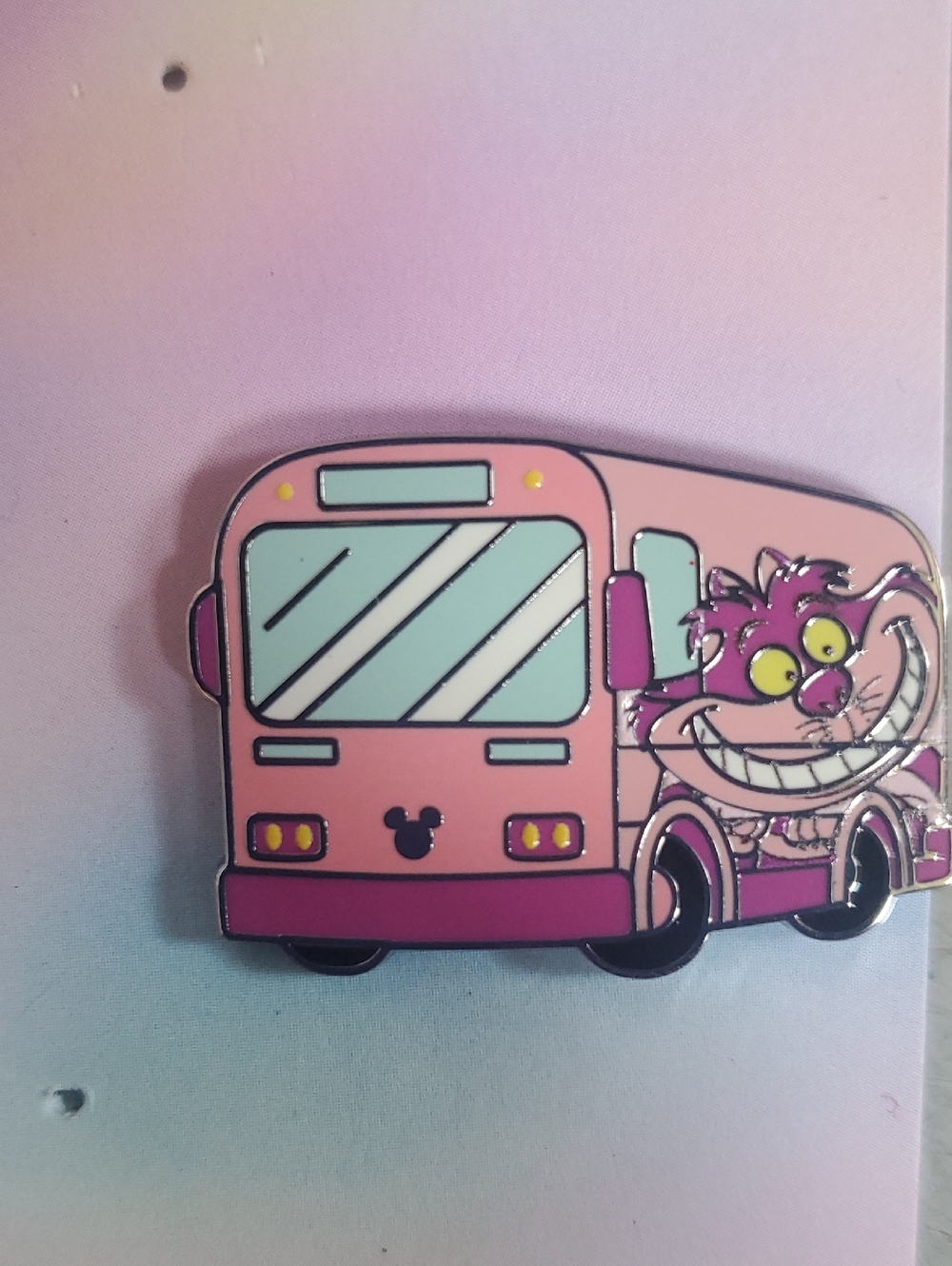 Disney Cheshire Cat Pink Bus Enamel Pin